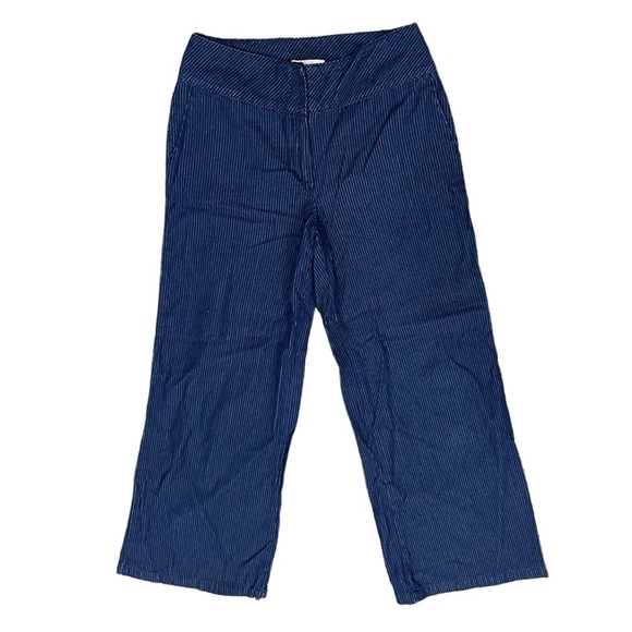 Cato Blue Pin Striped Wide Leg Jeans Size 8 Women's - Picture 1 of 6